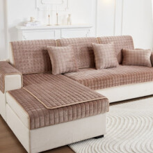 Velvet Washable Sectional Sofa Cover, Anti-Slip for 3-Cushion or L-Shaped Couch, Compatible with Pets & Kids