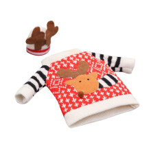 Christmas Wine Sweater - Santa, Reindeer and Snowman Cover for Red Wine Bottles - Christmas and New Year Party Decoration