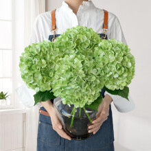 Green Hydrangea Artificial Flowers, 4pcs 22" Lifelike Faux Silk Hydrangeas for Bouquets, Centerpieces, Indoor/Outdoor Decor