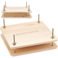 Portable Wooden Book Press Tool with Iron Nut & Wing Nuts – Compatible with Home, School, Office Bookbinding Supplies (11.8"x11.8")