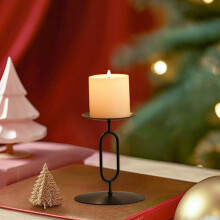 Scandinavian Iron O-Shaped Candlestick Ornament, Gold/Black, 3.9"-6.3", Modern Minimalist Home Decor, Polished Finish – Compatible with Standard