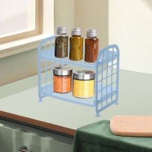 2-Tier Cabinet Organizer, Kitchen Storage Rack & Spice Shelf, Portable Countertop Shelving