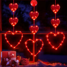 LED Curtain Lights with Suction Cups, 3M 520 Heart String Lights for Party Wedding Room Decoration, Battery Operated Indoor Outdoor Hanging Decor