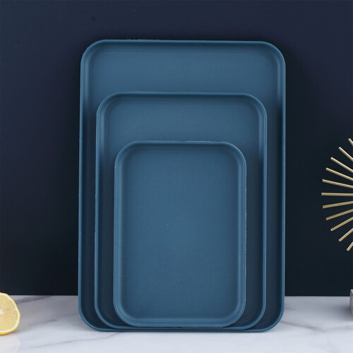 Tray Set Serving Platters - Rectangular Plastic Trays, Versatile Kitchen Organizer for Snacks and Tea Cups, Easy-Clean Dining Accessories