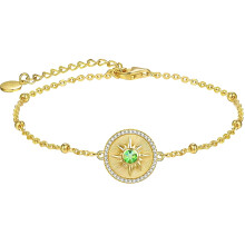 Guld kendisarmbånd med sol i sølv 925 - Peridot-glimmer - Moderigtig gave til kvinder