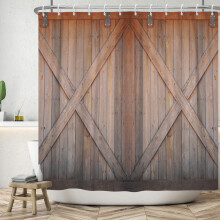 Rustic Barn Shower Curtain,Wooden Country Shower Curtain for Bathroom 72Wx78L Inch Fabric Bath Curtains