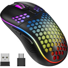 Wireless Gaming Mouse Honeycomb 2.4G USB & Type-C Mice RGB Rechargeable Adjustable DPI Mouse for PC Laptop Windows Android