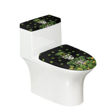 Lucky Hat Skull Pattern Elastic Bottom Toilet Seat Protector & Easy to Install Stretch Adjustable with Pack of 2 Toilet Cover