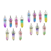 14pcs Hexagonal Natural Crystal Pendants, Double-Pointed Charms for Jewelry Making – Compatible with Necklace Crafting