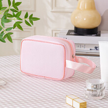 Water-Resistant Travel Toiletry Bag – Durable EVA Zipper Pouch, Portable Makeup Case, Large Capacity, Black/White/Pink/Blue/Beige, 7.87"x2.76"x4.72"