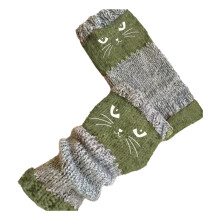 Women's Knitted Fingerless Gloves with Cute Cat Embroidery, Cozy & Soft Knit Fabric Fingerless Cat Gloves for Winter Walk(G)