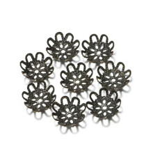 1000 Pcs Filigree Flower Bead Caps 10mm Hollow End Caps for Jewelry Making DIY-Gunmetal