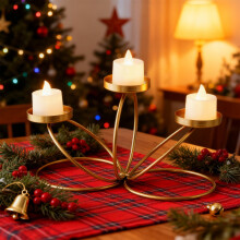 Three Armed Candlestick Candle Holders Decoration Table Centerpiece Decoration for Christmas Wedding Party Christmas Decorations(Gold)