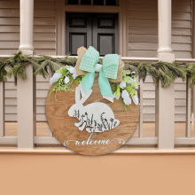 Easter Hanging Ornament - Decorative Bunny Medallion on String, Versatile Indoor/Outdoor Decor for Mantel, Window & Party as shown