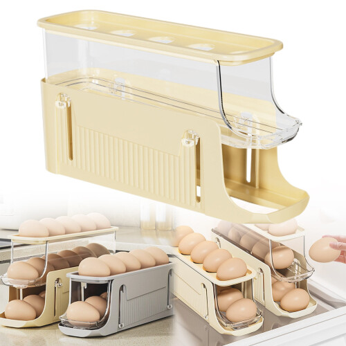 Rolling Egg Holder for Fridge, Egg Dispenser for Refrigerator, Automatic Rolling Storage Container for Countertop, Kitchen & Outdoor Use 1 Pack