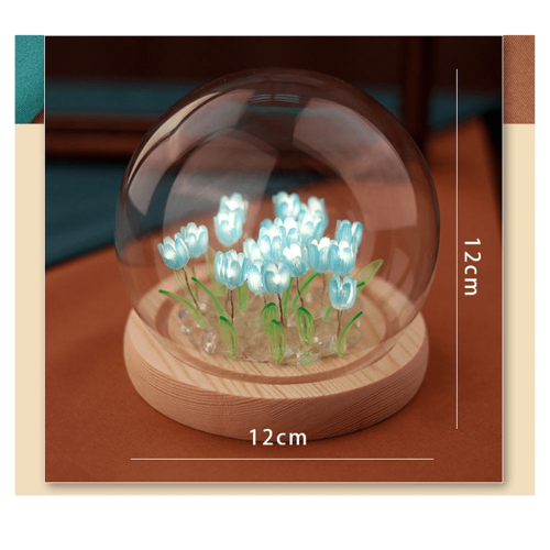 Artificial Tulip Flower Night Light Ornaments DIY Bedside Lamp,Pink 2
