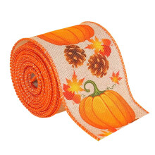 Fall Burlap Ribbon Rolls Pumpkin Harvest Thanksgiving for Autumn Gifts Making