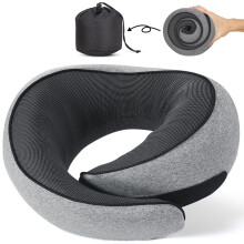 100% Pure Memory Foam Travel Neck Pillow for Airplanes & Cars – 360 Head Support, Breathable Comfort, Compatible with Long Flights