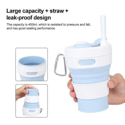 (White Red) 350ML Folding Portable Silicone Cup 2