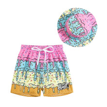 Boys Swim Trunks,Swim Set Ice Print Trunks Matching Hat Outfit Clothing Kids Swimwear for Pool Water Park,Swim Trunks Boys,Multicolour,18-24 Months