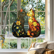 Colorful Acrylic Owl Patriotic Red White Blue Window Decoration Pendant Indoor And Outdoor Home Garden Decoration Gift Exclusive To(V,Acrylic)
