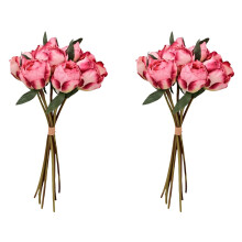 Hot Pink Artificial Peonies – 2 Bouquets, 14 Heads, Silk Flowers with Stems, Compatible with Wedding & Craft Decor