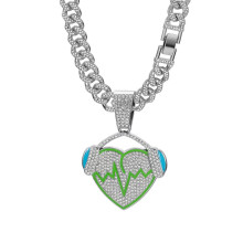 Men Women Hip Hop Music Headset Pendant Pendant Necklace With 15mm Crystal Cuban Chain HipHop Iced Out Bling Necklaces Fashion Charm Jewelry