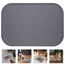 Pretyzoom Silicone Water Tray for Dog Feeding with Raised Edge Design Dark Grey 1Pcs