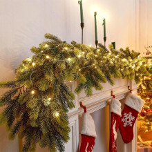 6.2ft Pre-Lit Flock Outdoor Christmas Garland with Warm White LEDs, Battery Operated – Compatible with Indoor/Outdoor Decor