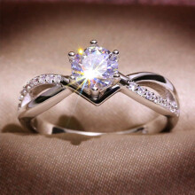 Moissanite Engagement Ring for Women, 18K White Gold Plated 925 Sterling Silver Ring, Lab Grown Marquise Cut Diamond Split Shank Wedding Rings