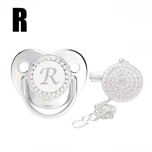 Baby Pacifier with Rhinestone Clip Personalized Initial