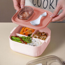 3 Compartments In One Large Lunch Box Leakproof Lunch Box Suitable For Dining Out Work School Plastic Microwave Lunch Box Sealed