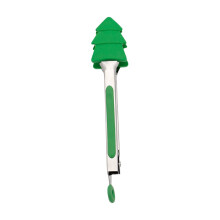 Silicone Christmas Stainless Steel 7inch Food Tongs for Baking and Cooking