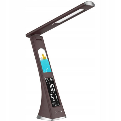 Foldable desk lamp LED night light with LCD screen in brown with a motif 1