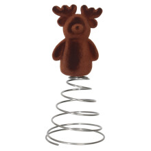 Christmas Deer Tree Topper – Reindeer Ornament with Spring Base Khaki Or Brown Holiday Decoration, Xmas Tree Decor for Holiday Home Decoration