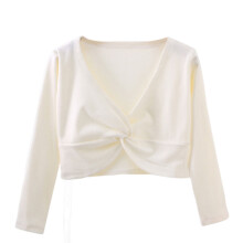 Kids Girls Long Sleeve Cardigan Shrug Front Knot Wrap Top Dance Dress Cover Up White 12-13 Years
