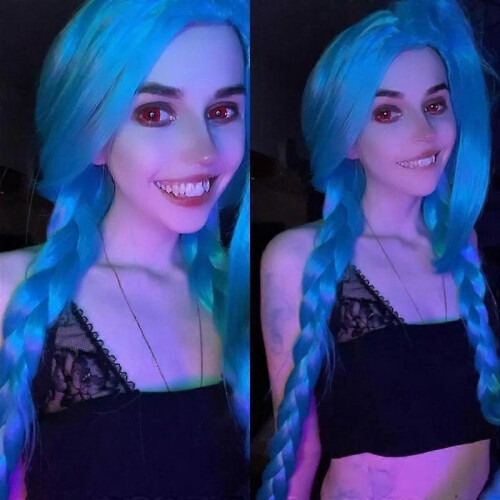 Blue Long Braid Cosplay Wig Fashionable and Unique 1