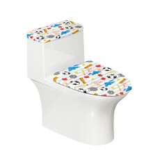 Soccer Balls, Apples & Pencils Pattern Toilet Lid Cover Set (2 pcs), Compatible with Standard Toilet Tank Lids