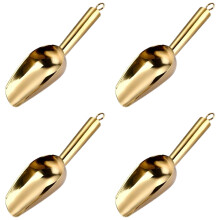 Mini Ice Scoop Set of 4, 6 oz Gold Stainless Steel Scoops for Candy/Flour/Sugar – Rust Proof, Dishwasher Safe