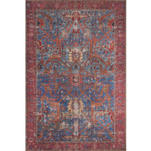 Loren Collection LQ-10 Oriental Area Rug Blue Red 2 ft 3 in