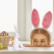 Easter Resin Bunny Figurine – Mother & Baby Rabbit Statue, Pure White Spring Ornament for Centerpiece, Garden or Home Decor
