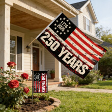2Pack 12x18in & 3x5ft USA 250th Anniversary Garden Flags (1776–2026), Waterproof Patriotic Yard Signs, US Map Design