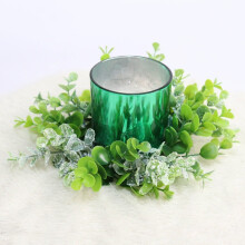 Artificial Eucalyptus Candle Ring Garland – 3" Centerpiece for Holiday, Winter & Wedding Decor