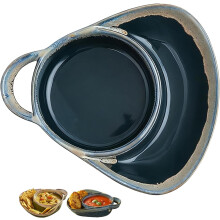 Soup & Sandwich Plate Combo, 24oz Heat-Resistant Fan-Shaped Bowl with Retro Handle – Compatible with Breakfast, Cookies, Bread, Salad, Fruits