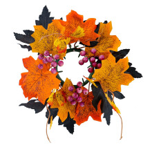 Halloween Maple Leaf Wreath Fall Garland Artificial Vines Door Hanging Pendant Halloween Thanksgiving Home Decoration