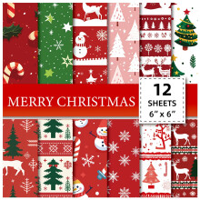 Christmas Scrapbook Paper 6x6 12-Pack 160gsm Single-Side