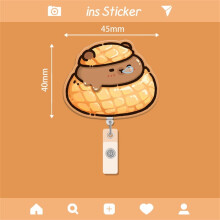 Acrylic Cartoon Capybara Badge Reel Retractable Alligator Clip ID Card Holder for Nurse Doctor Office Worker Teacher Student