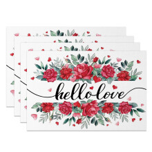 Valentine's Day Placemats Rose Floral 4 pcs 12x18 inch