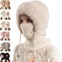 3 In 1 Beanie Hat With Scarf And Mask,Wind-Resistant Scarf Hat, Knitted Cold Resistant Winter Face Mask For Outdoor Skiing Hiking Activities