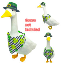 Porch Goose Outfits St. Patrick's Day with Hat for 23'' Statue, Goose Cloths for Garden Patio Lawn Statue Decor